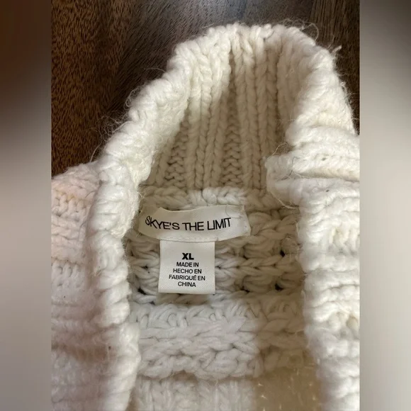 SKYE’S THE LIMIT WOMENS CHUNKY OPEN KNIT MOCK TURTLENECK WHITE/CREAM SWEATER XL - Picture 3 of 10